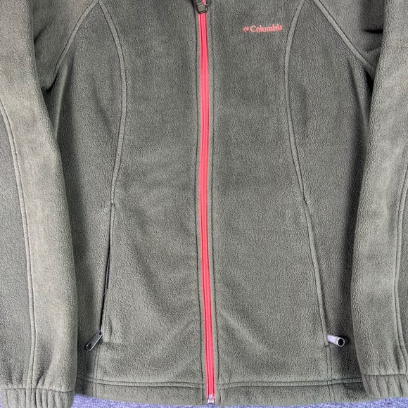 Columbia Fleece Jacket Womens Small Olive Green Full Zip Mock Neck Soft Layering - Picture 13 of 16